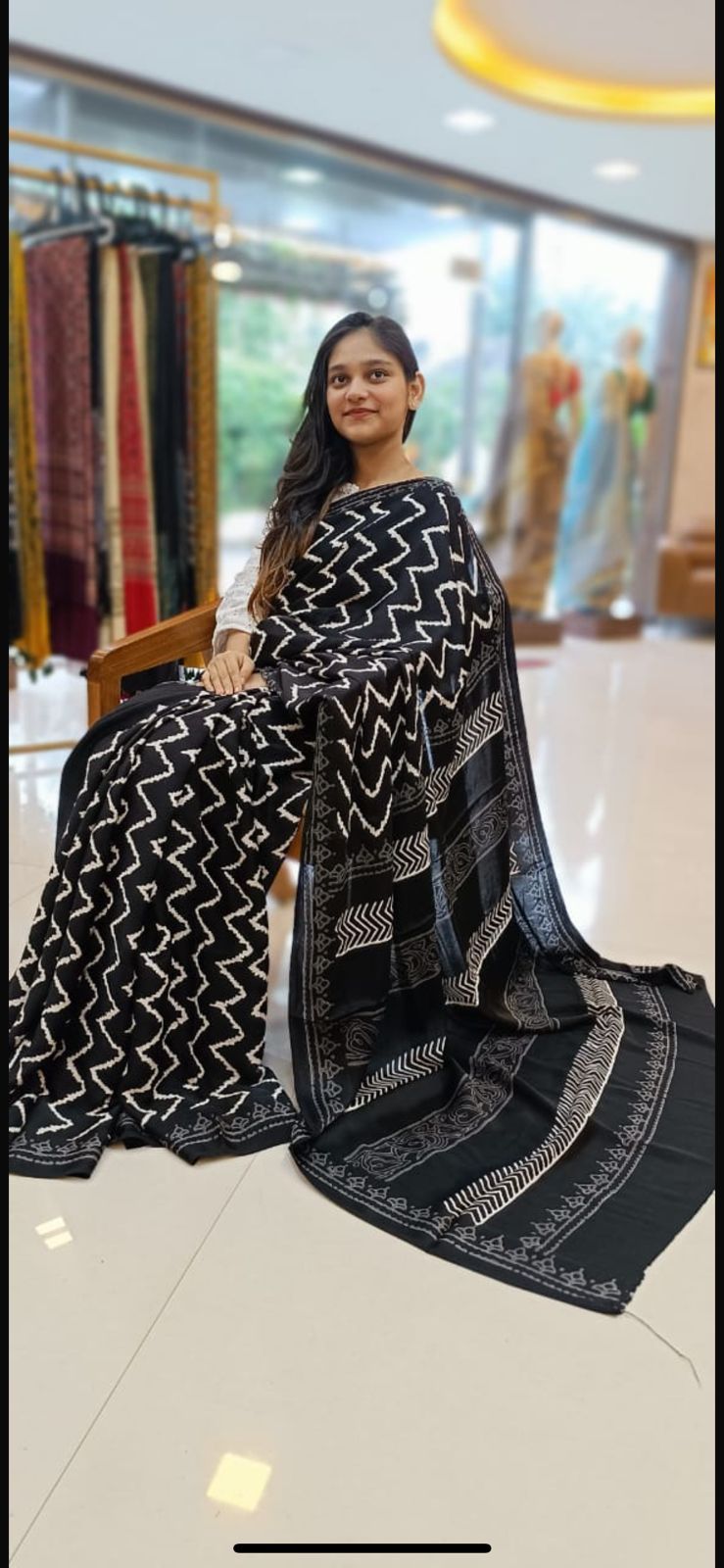 Jet Black Modal Silk Sarees - PRV5255