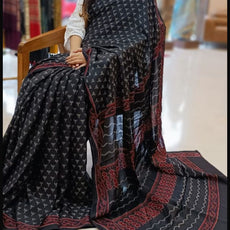 Jet Black Modal Silk Sarees - PRV5255