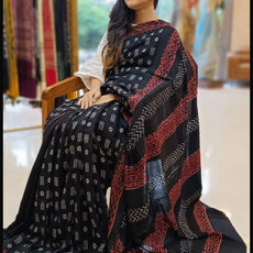 Jet Black Modal Silk Sarees - PRV5255