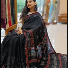 Jet Black Modal Silk Sarees - PRV5255