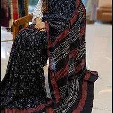 Jet Black Modal Silk Sarees - PRV5255