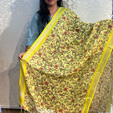 Linen cotton floral design dupatta - PAR555