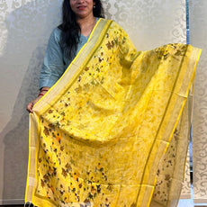 Linen cotton floral design dupatta - PAR555