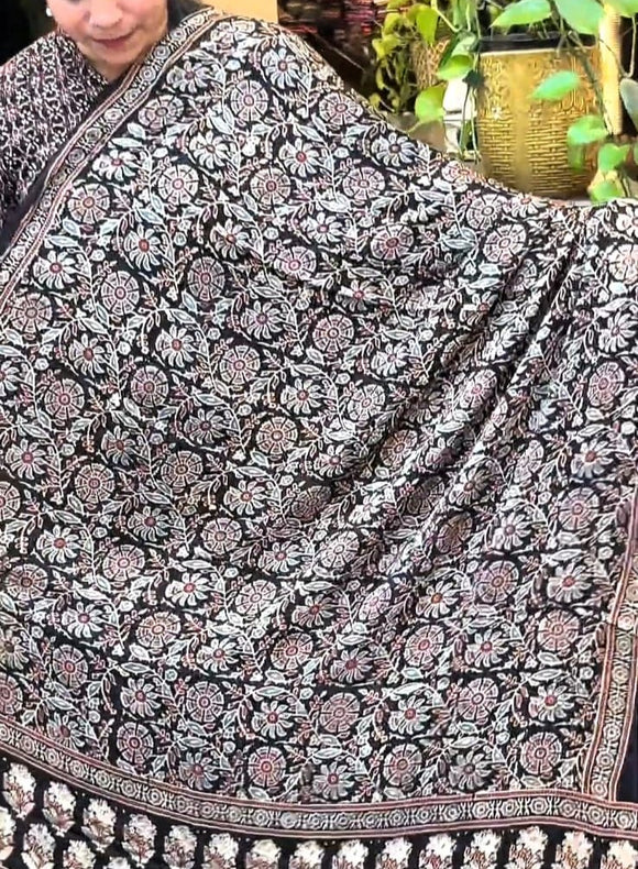 Ajrakh modal silk saree ZA7788