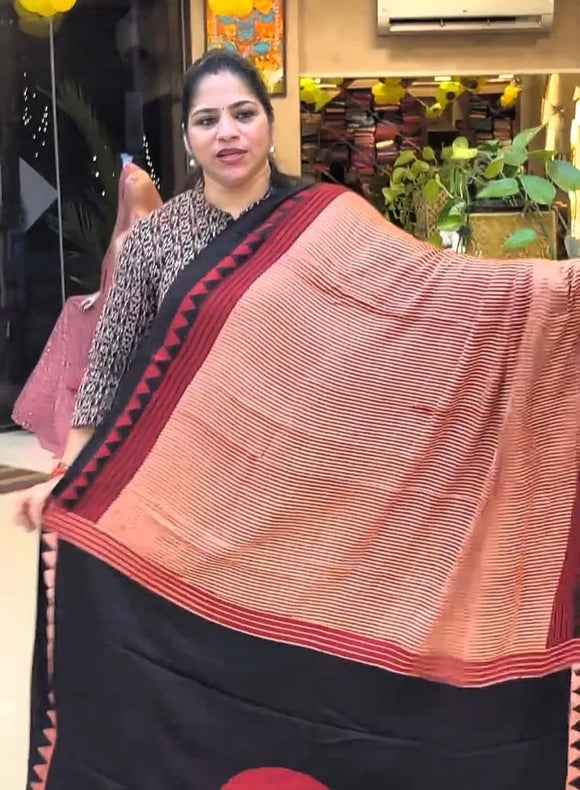 Ajrakh modal silk saree ZA7788