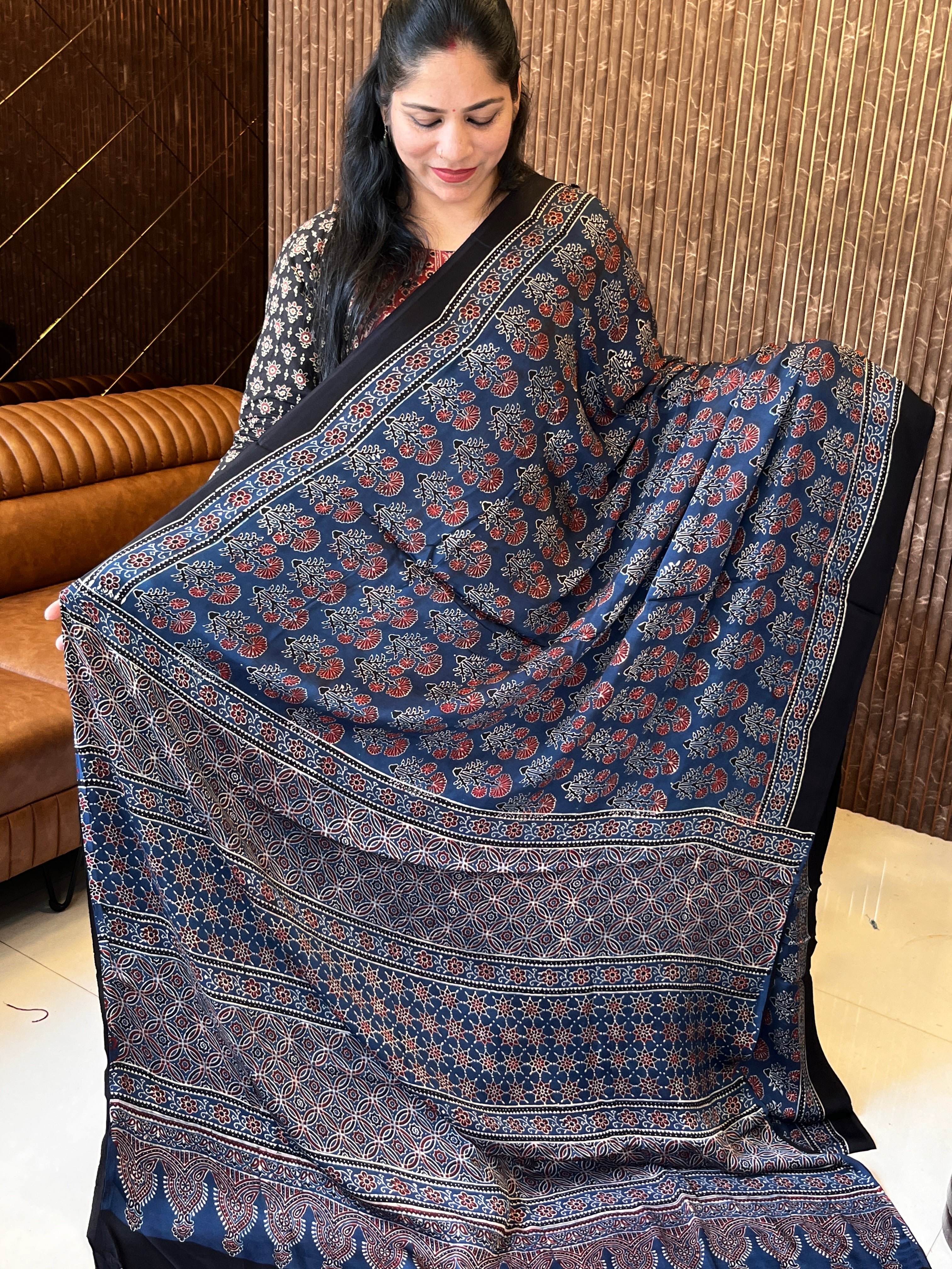 Ajrak modal silk saree