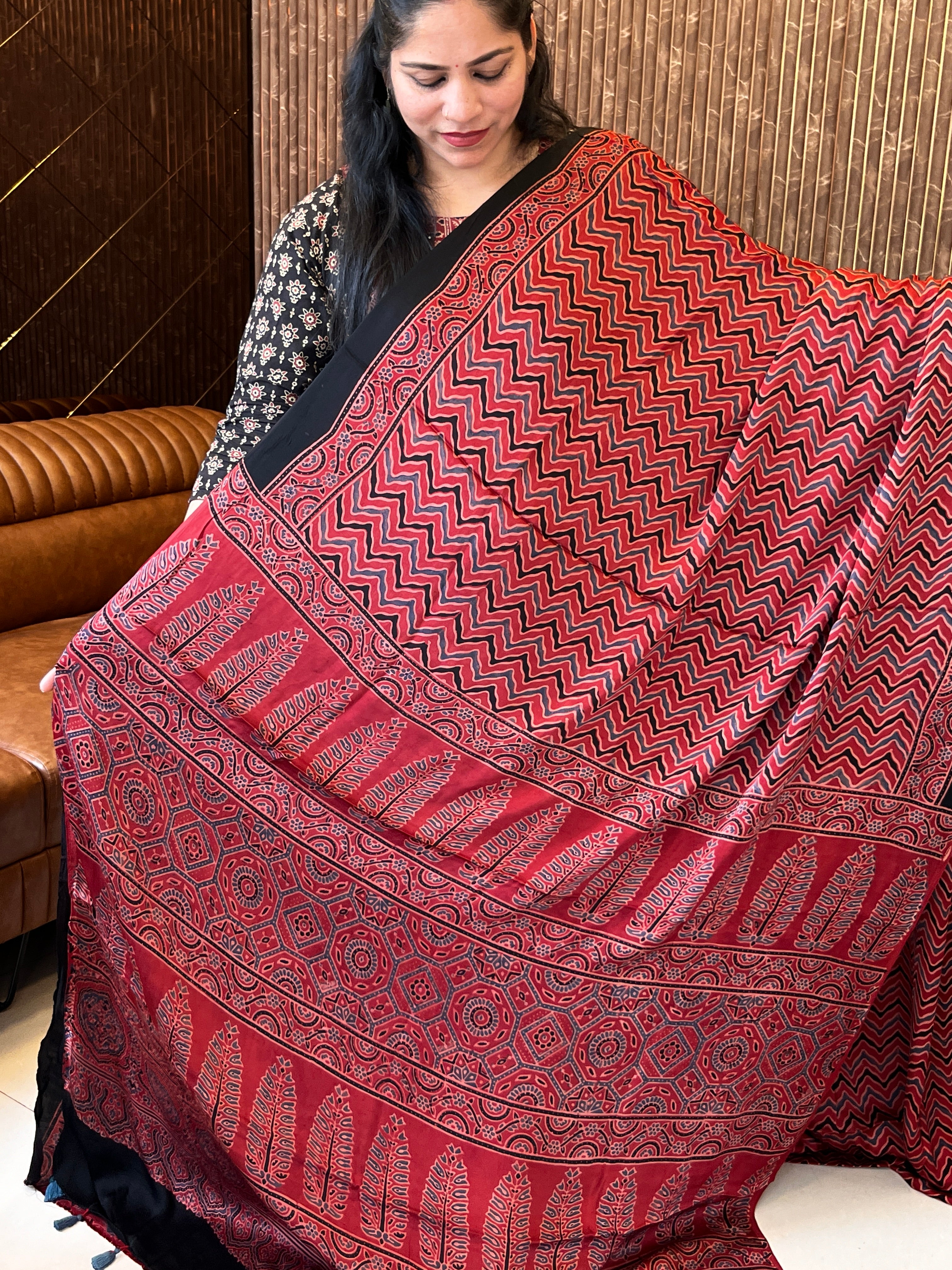 Ajrak modal silk saree