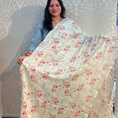 Linen cotton floral design dupatta - PAR555