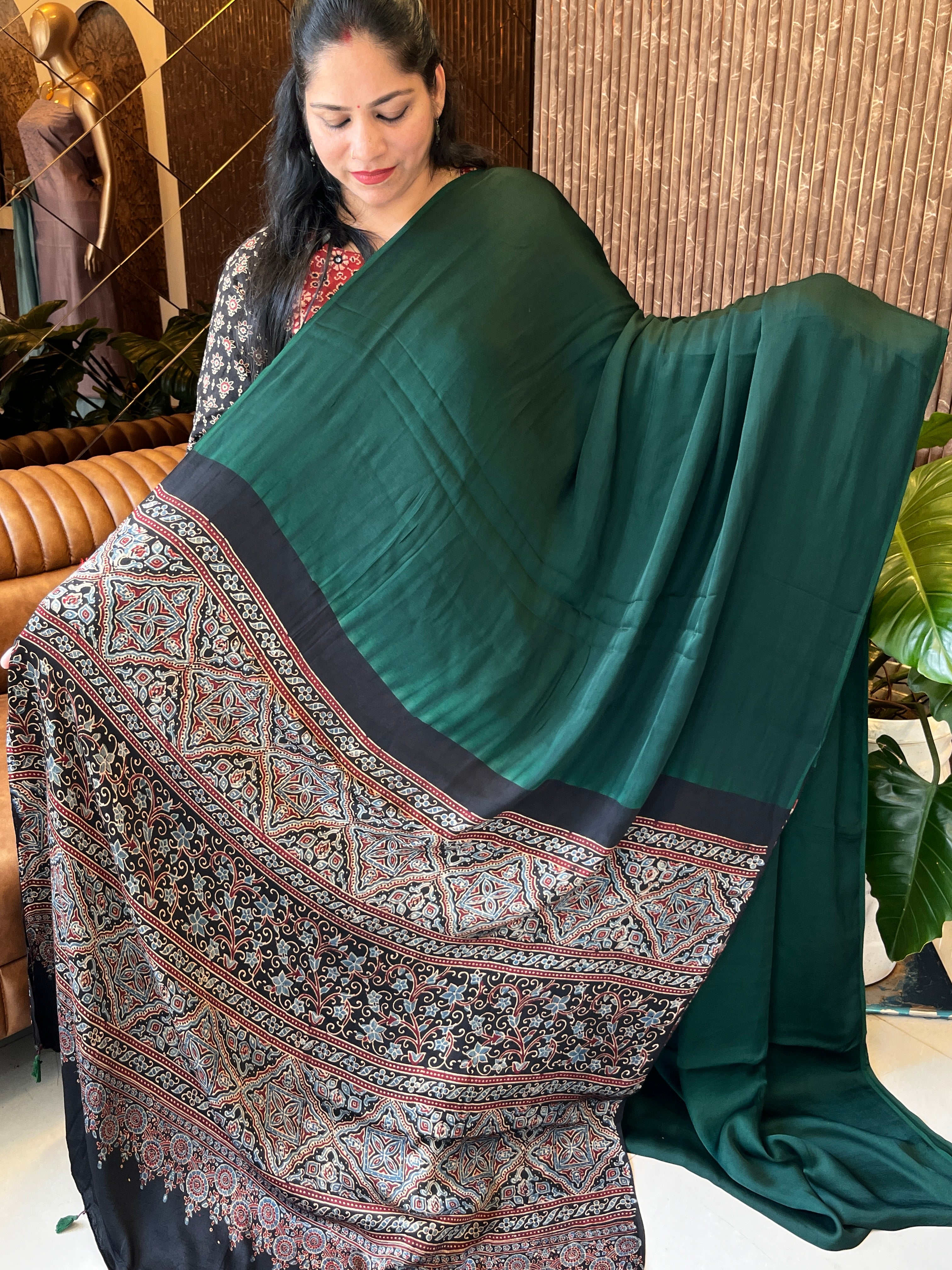 Ajrak modal silk saree