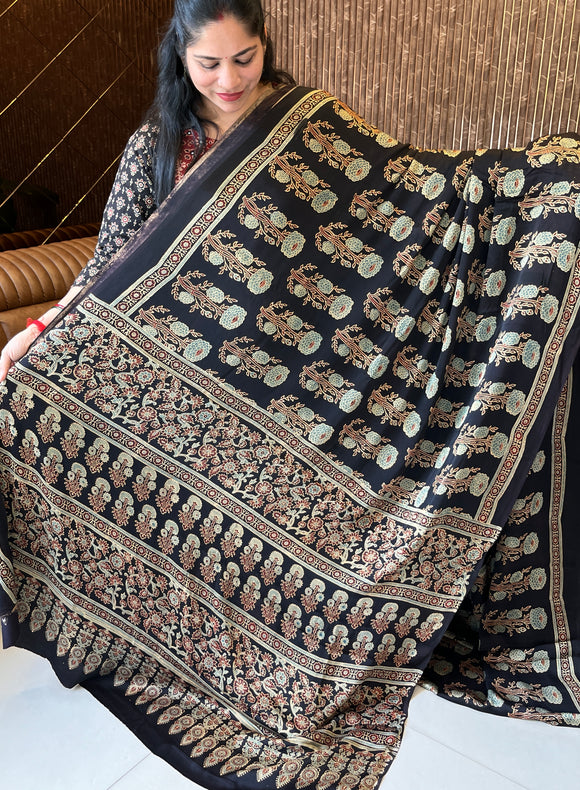 Ajrak modal silk saree