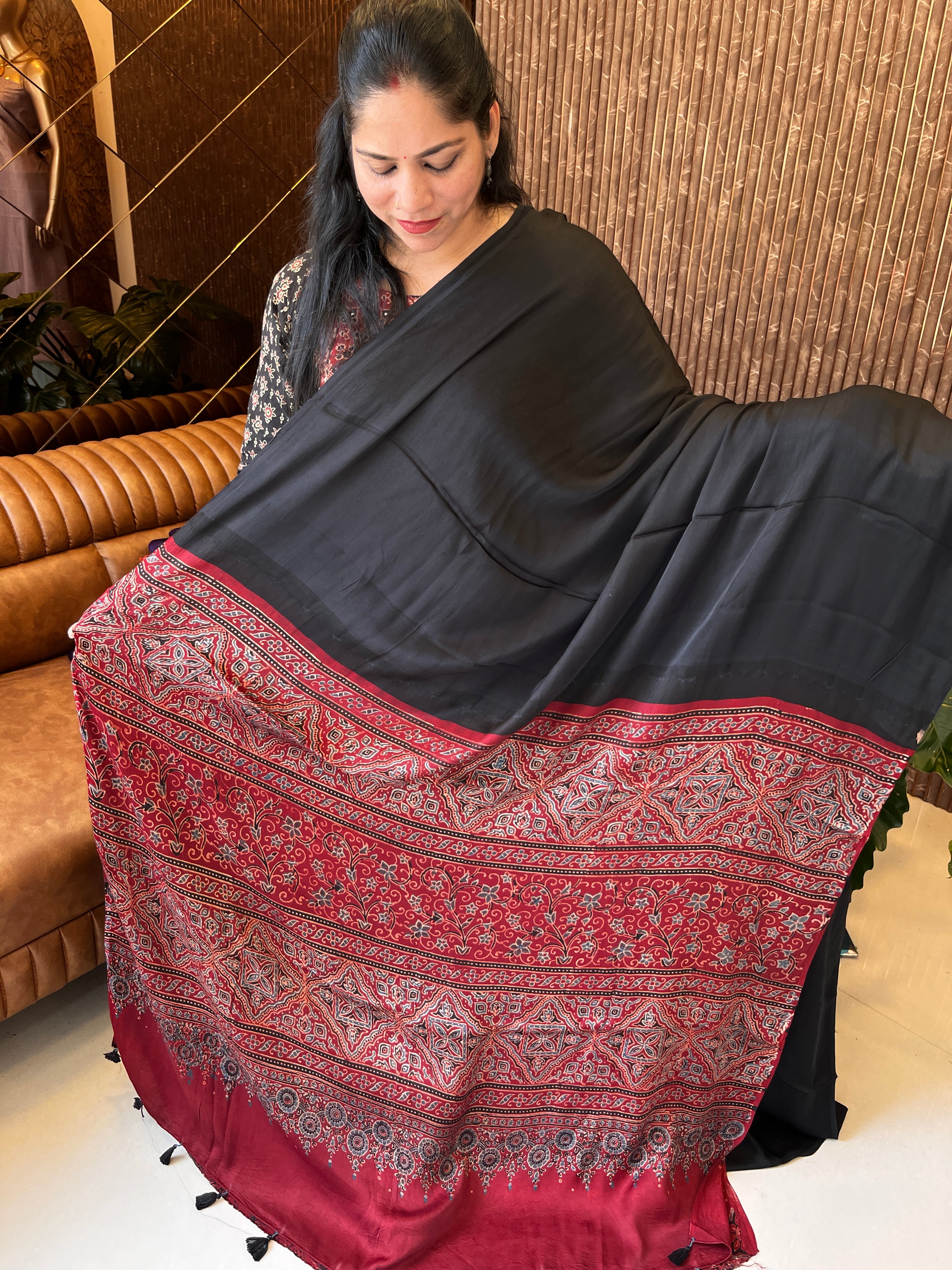 Ajrak modal silk saree