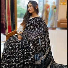 Jet Black Modal Silk Sarees - PRV5255