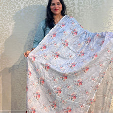 Linen cotton floral design dupatta - PAR555