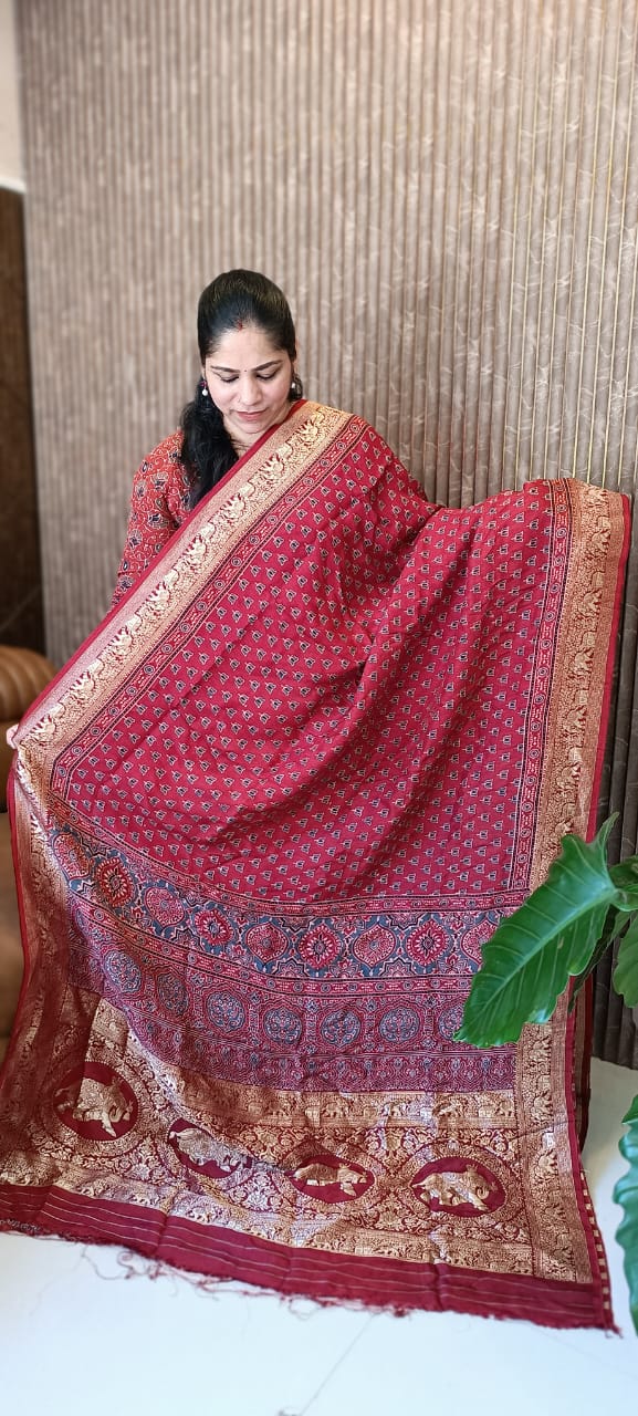 Ajrakh Hand Block Printed Dupatta