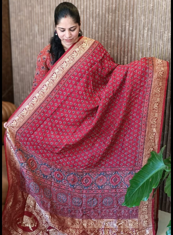 Ajrakh Hand Block Printed Dupatta