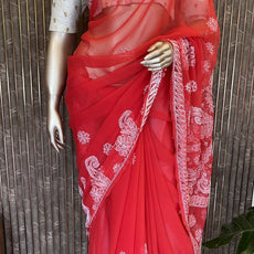 Lucknowi Chikankari Saree - PRV28