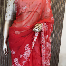 Lucknowi Chikankari Saree - PRV28