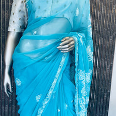 Lucknowi Chikankari Saree - PRV28