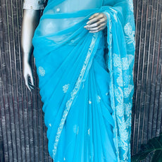 Lucknowi Chikankari Saree - PRV28