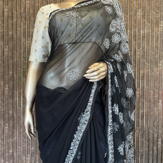 Lucknowi Chikankari Saree - PRV28