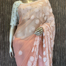 Lucknowi Chikankari Saree - PRV28