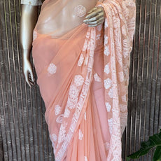 Lucknowi Chikankari Saree - PRV28