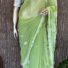 Lucknowi Chikankari Saree - PRV28