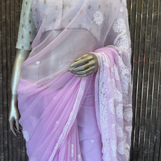 Lucknowi Chikankari Saree - PRV28