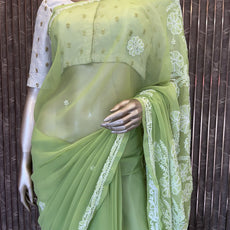 Lucknowi Chikankari Saree - PRV28