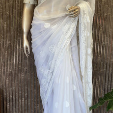 Lucknowi Chikankari Saree - PRV28