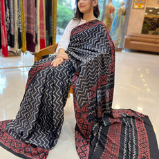 Jet Black Modal Silk Sarees - PRV5255