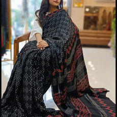 Jet Black Modal Silk Sarees - PRV5255