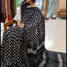 Jet Black Modal Silk Sarees - PRV5255