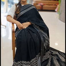 Jet Black Modal Silk Sarees - PRV5255