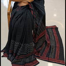 Jet Black Modal Silk Sarees - PRV5255