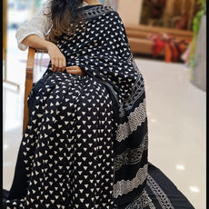 Jet Black Modal Silk Sarees - PRV5255